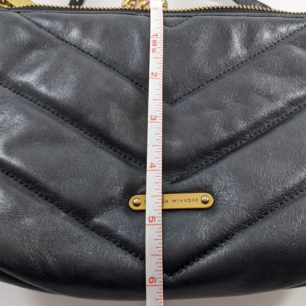 Rebecca Minkoff Black Quilted Leather Edie Crossbody with Gold Chain - Picture 10 of 16